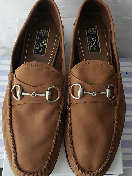 Gucci Men\'s Horsebit Suede Moccasins Brown Loafers Size 10 $1050 main image 7